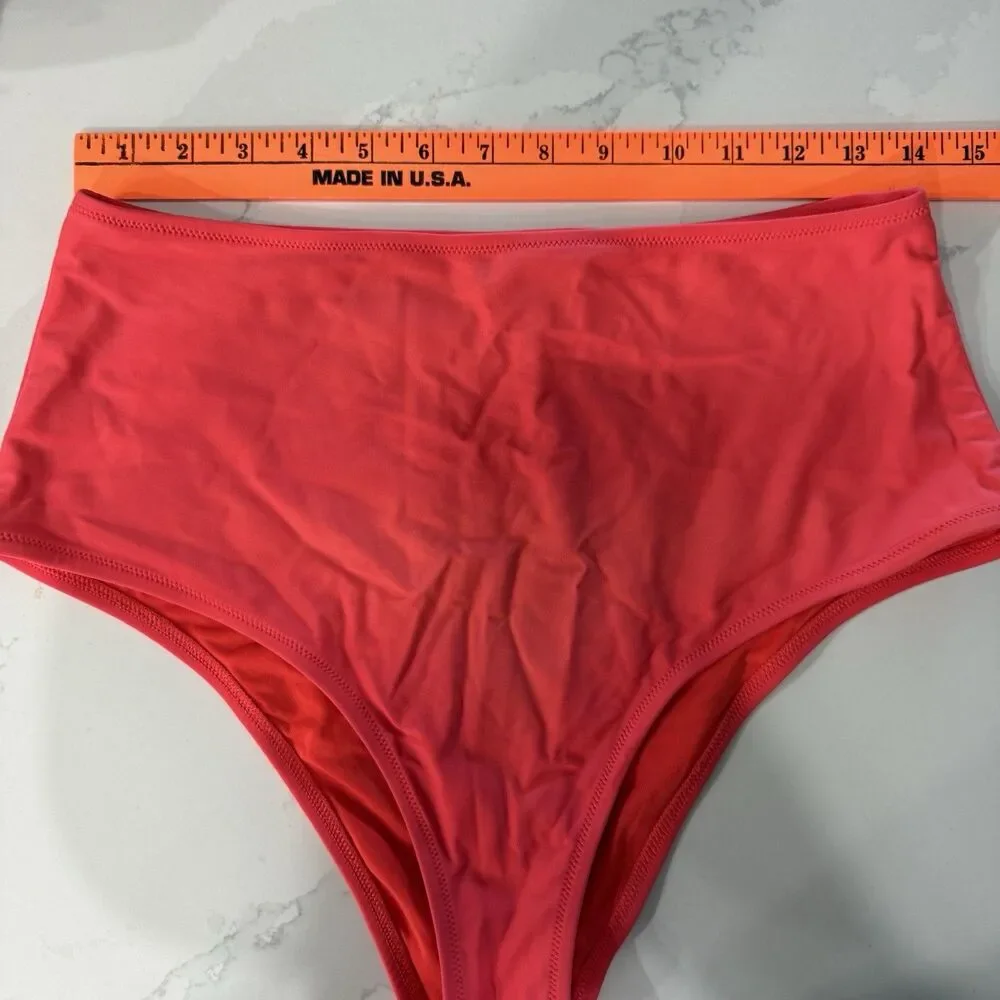 Aerie Women’s High Waisted Cheeky Swim Bikini Bottoms Red Large